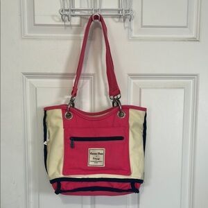 Thirty-One Canvas Pink Navy Cream Shoulder Bag